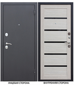 Дверь входная Ferroni Garda правая черный муар - лиственница мокко со стеклом 960х2050 мм